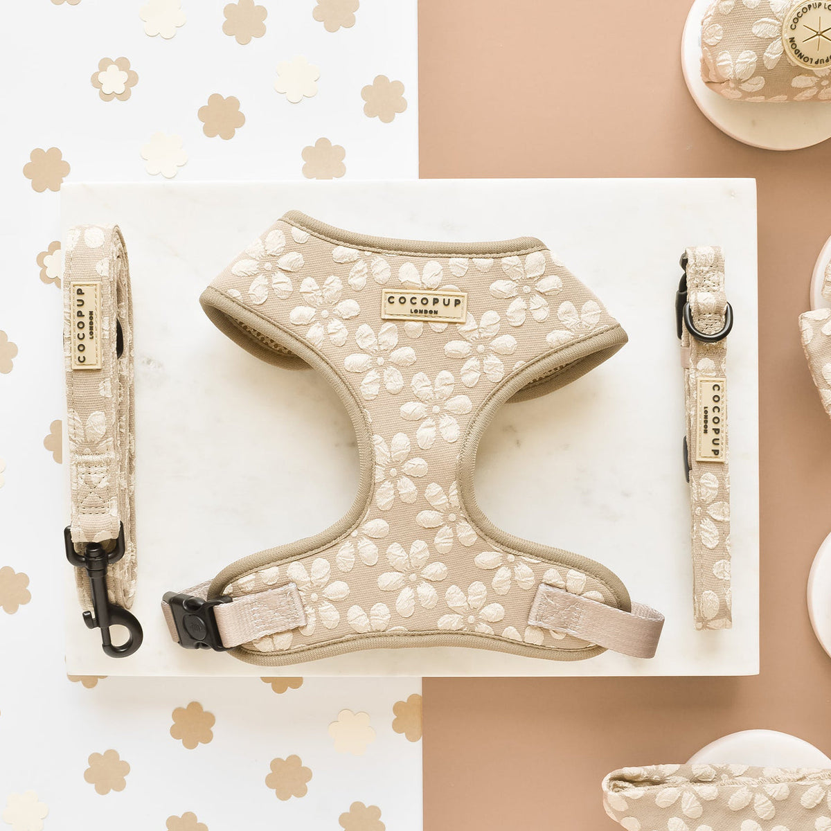 Cocopup London Mocha Flower Luxe Adjustable Neck Harness, view 4
