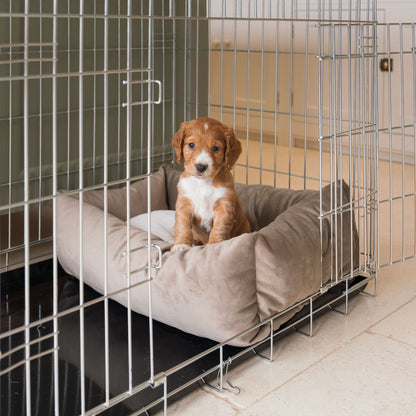 Cosy & Calming Puppy Crate Bed With Removable Covers In Clay Velvet