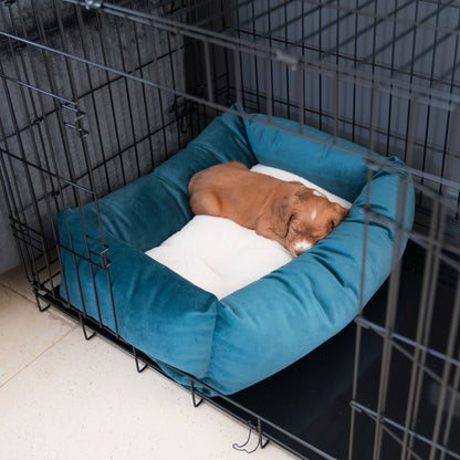 Cosy & Calming Puppy Crate Bed With Removable Covers In Marine Velvet, view 3