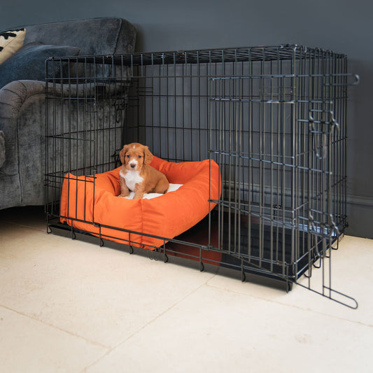 Dog Crate with Cosy & Calming Puppy Crate Bed in Pumpkin Velvet