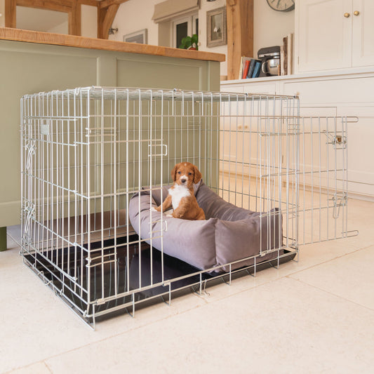 Cosy & Calming Puppy Crate Bed With Removable Covers In Silt Velvet