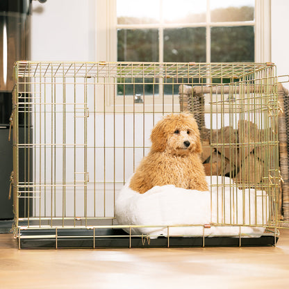 Cosy & Calming Puppy Crate Bed With Removable Covers in Calming Anti-Anxiety Cream Faux Fur, view 9