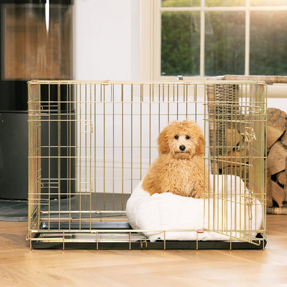 Cosy & Calming Puppy Crate Bed With Removable Covers in Calming Anti-Anxiety Cream Faux Fur, view 8