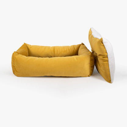 Cosy & Calming Puppy Crate Bed With Removable Covers In Saffron Velvet, view 7