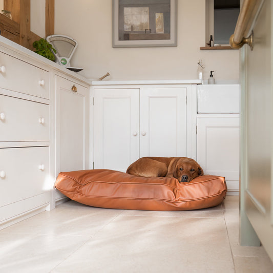 Dog Cushion With Removable Cover in Rhino Tough Ember Faux Leather