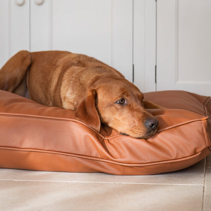 Dog Cushion With Removable Cover in Rhino Tough Ember Faux Leather, view 3