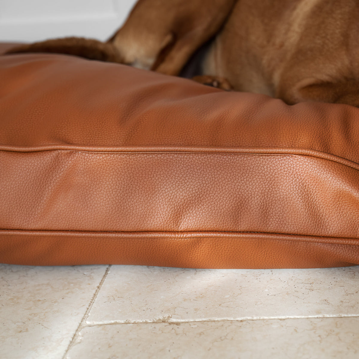 Dog Cushion With Removable Cover in Rhino Tough Ember Faux Leather, view 5