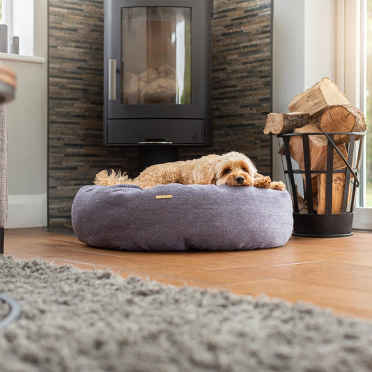 Donut Bed With Removable Covers in Oxford Herringbone Tweed