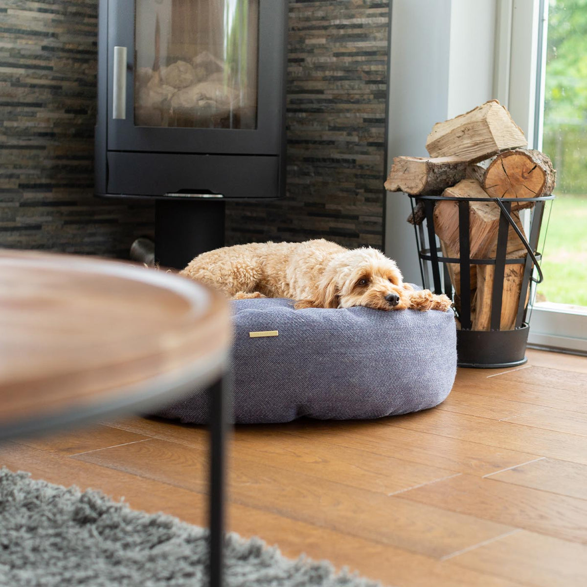 Donut Bed With Removable Covers in Oxford Herringbone Tweed, view 2