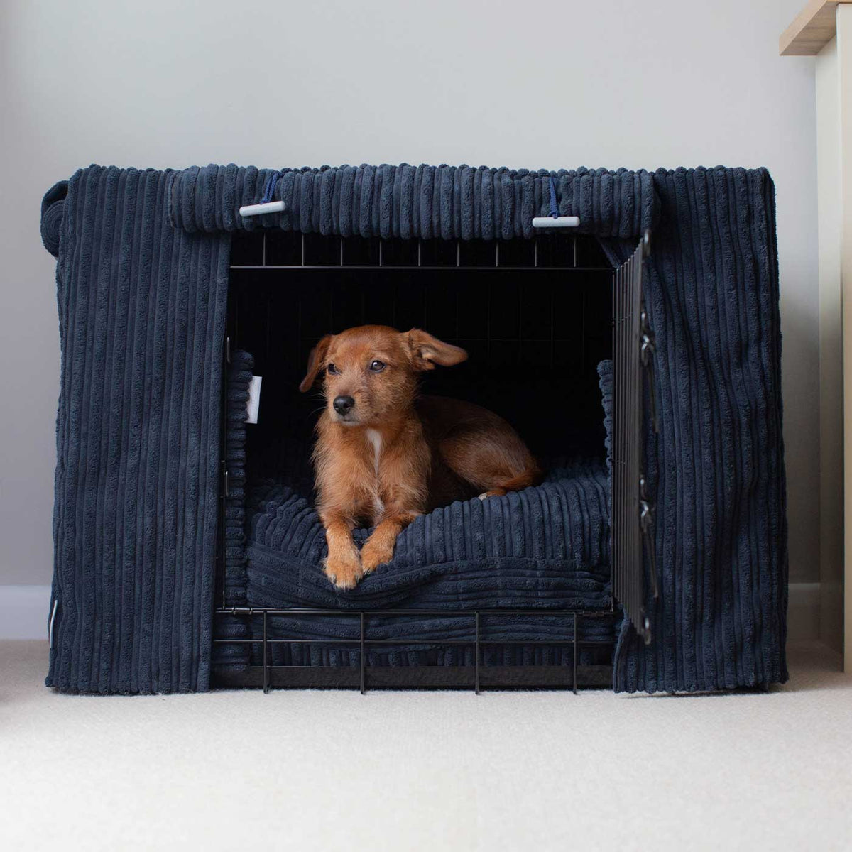 Dog Crate Set in Navy Essentials Plush, view 3