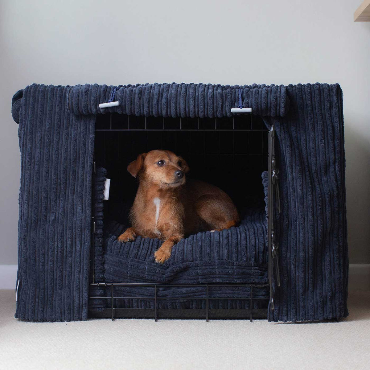 Dog Crate Set in Navy Essentials Plush, view 2