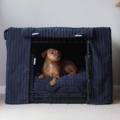 Dog Crate Set in Navy Essentials Plush, view 2