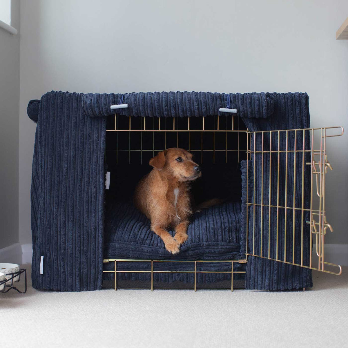Dog Crate Set in Navy Essentials Plush, view 6