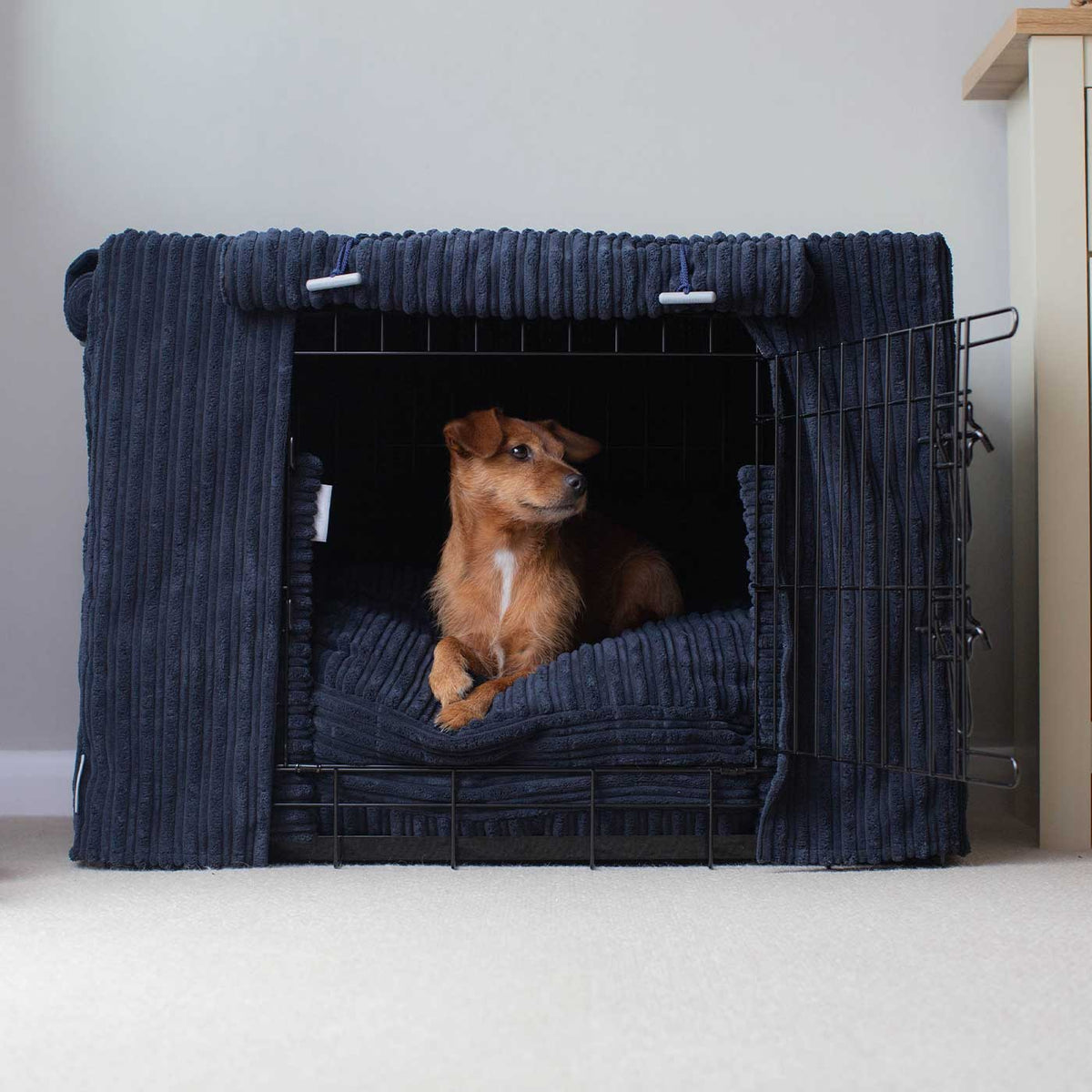 Dog Crate Set in Navy Essentials Plush, view 7