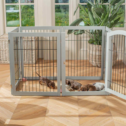 Grey Wooden Puppy Play Pen, view 2