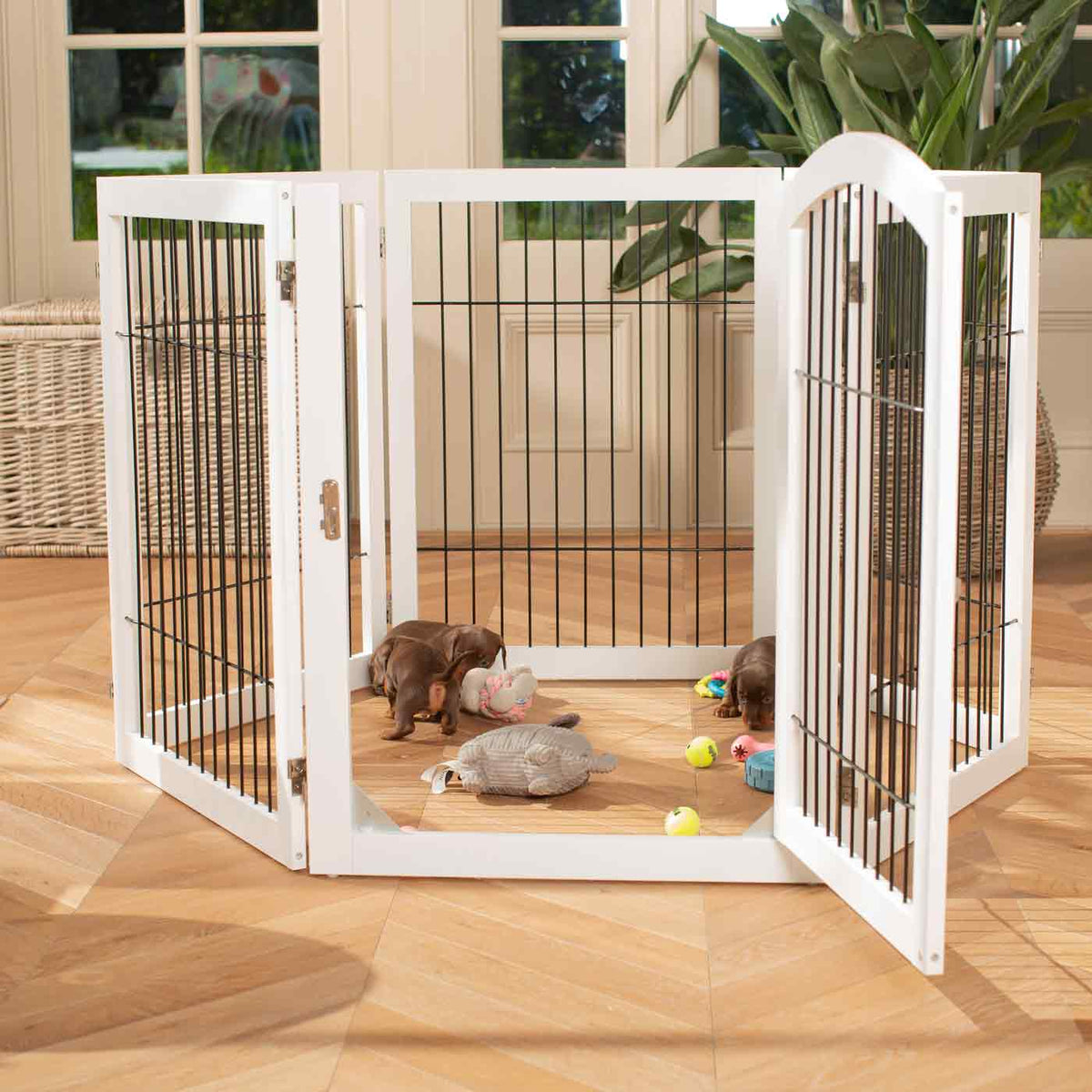 White Wooden Puppy Play Pen, view 2