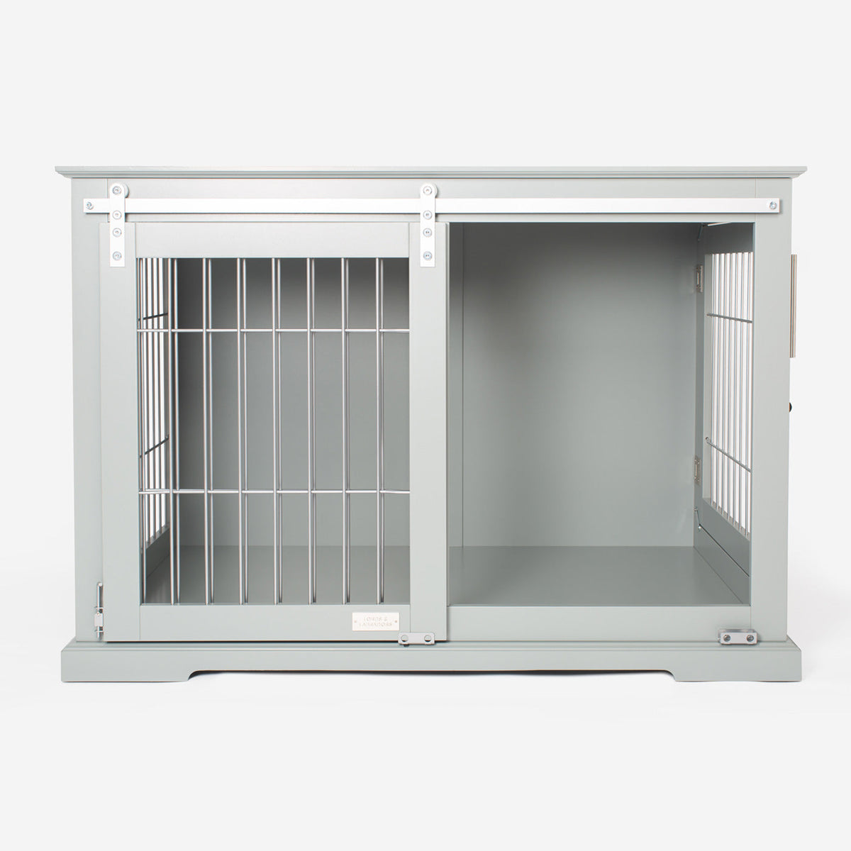 Wooden Sliding Door Dog Crate in Grey, view 5