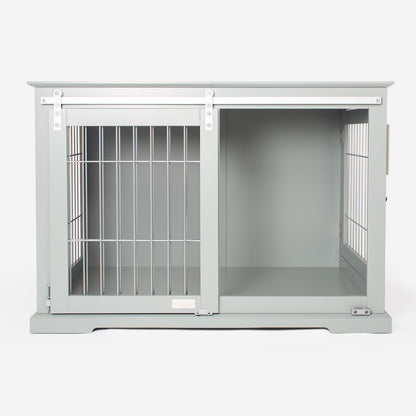 Wooden Sliding Door Dog Crate in Grey, view 5