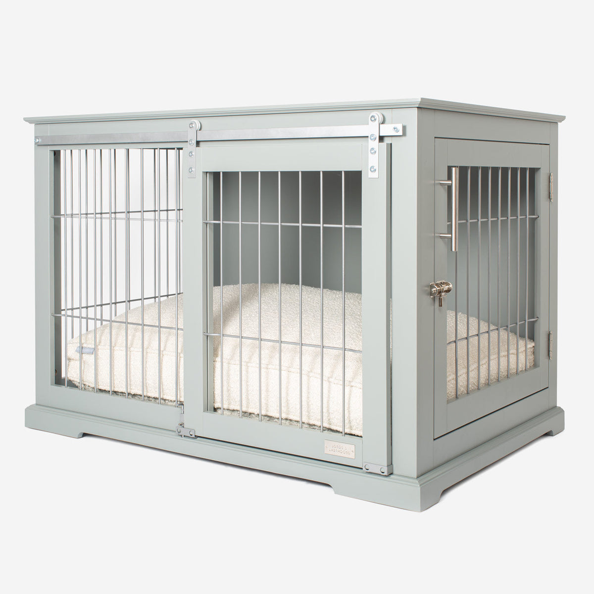 Wooden Sliding Door Dog Crate in Grey, view 4
