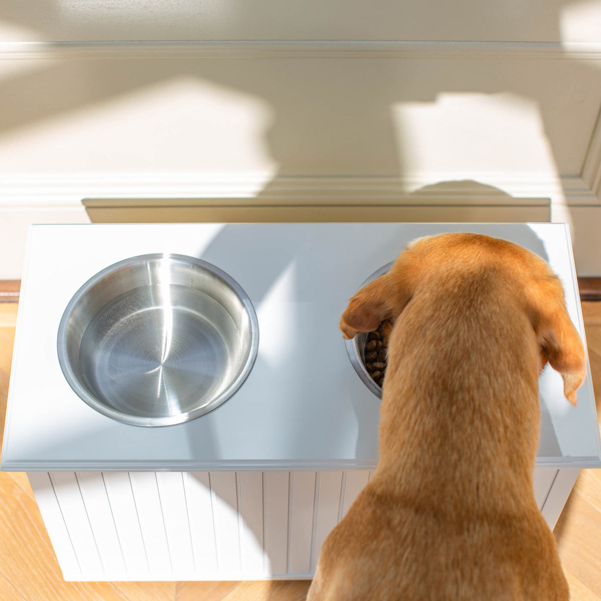 Wooden Pet Feeder in White, view 7
