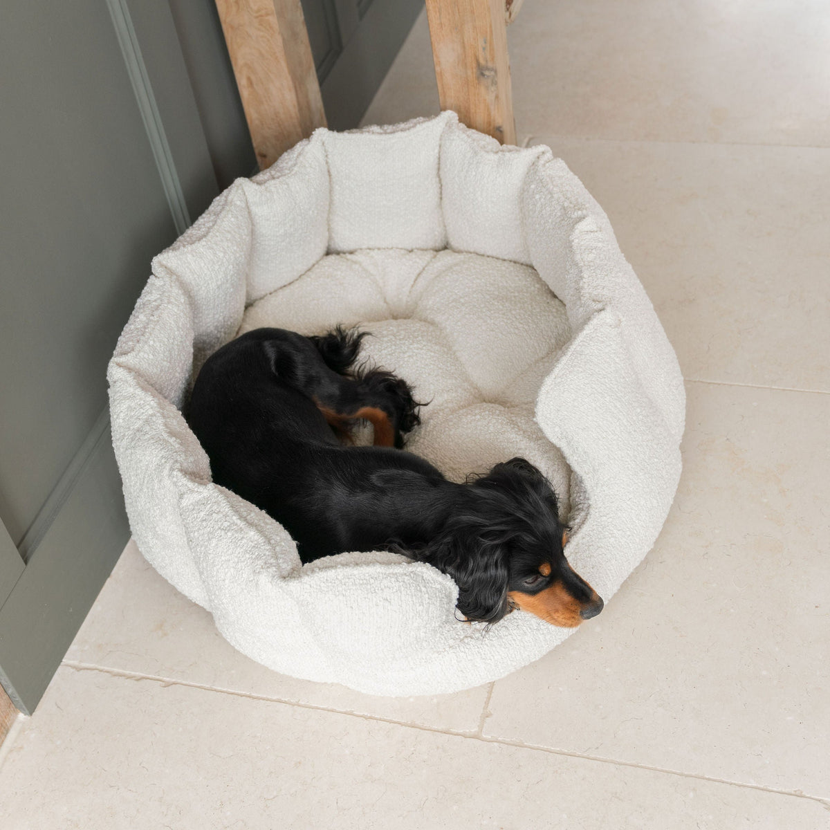 High Wall Bed With Removable Covers in Ivory Bouclé, view 4