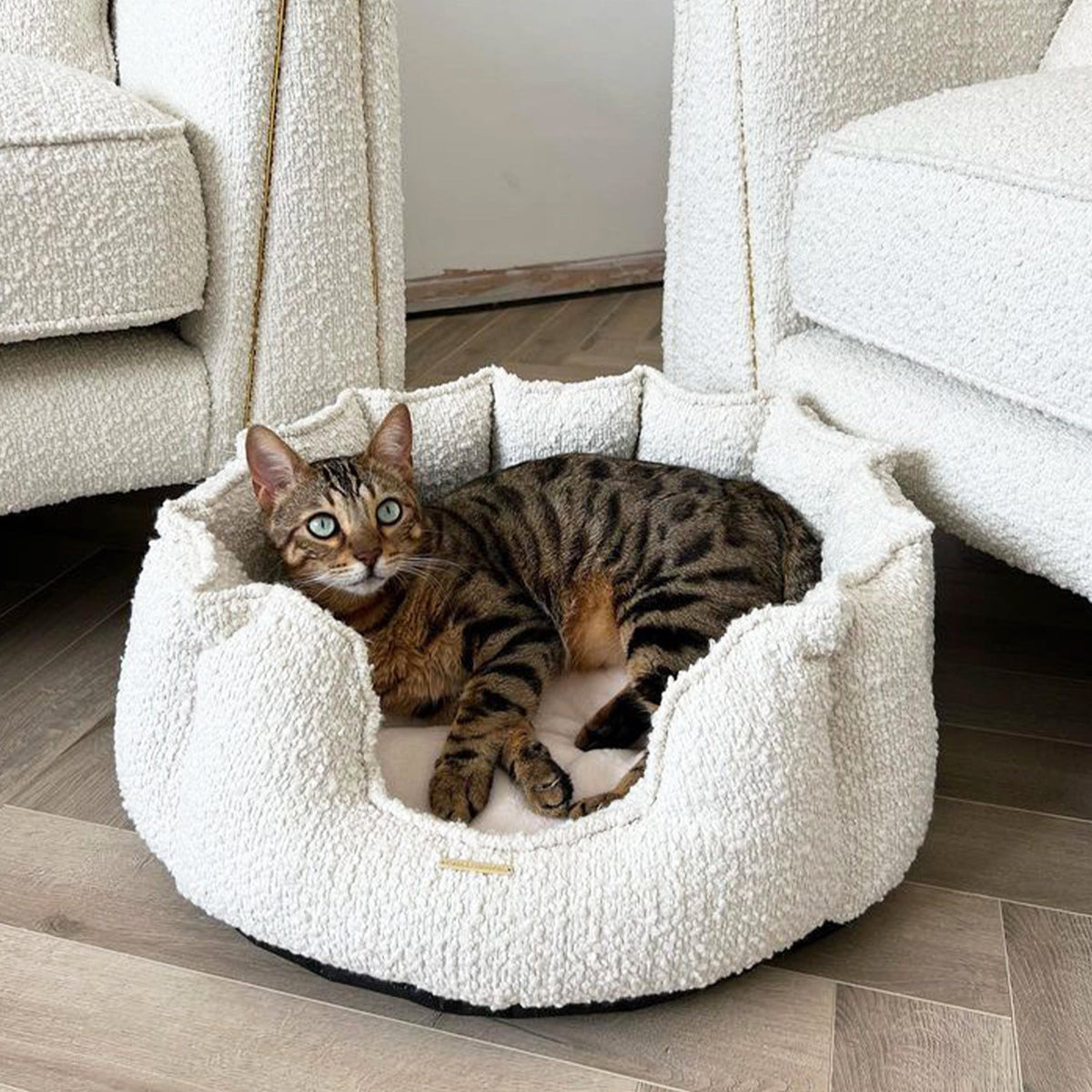 High Wall Bed For Cats With Removable Covers in Bouclé