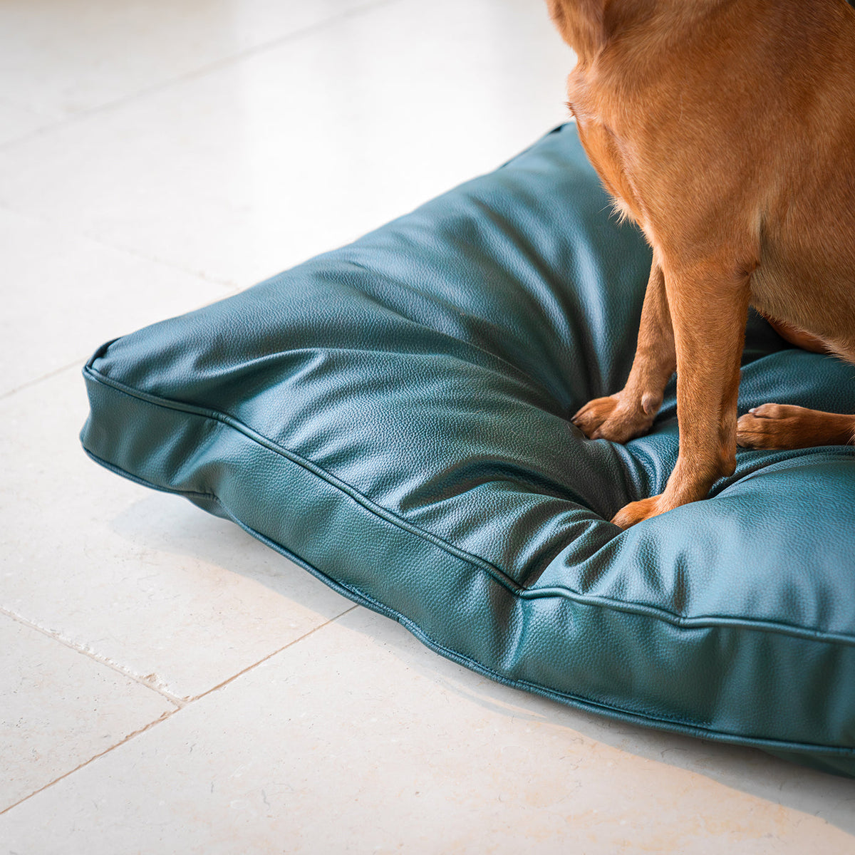Dog Cushion With Removable Cover in Rhino Tough Forest Faux Leather, view 5