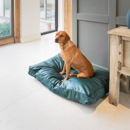 Dog Cushion With Removable Cover in Rhino Tough Forest Faux Leather, view 6