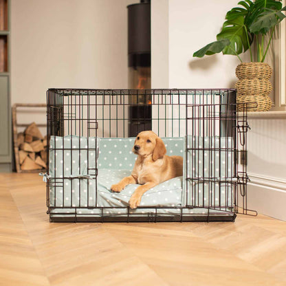 Dog Crate with Cushion & Bumper in Duck Egg Spot, view 2