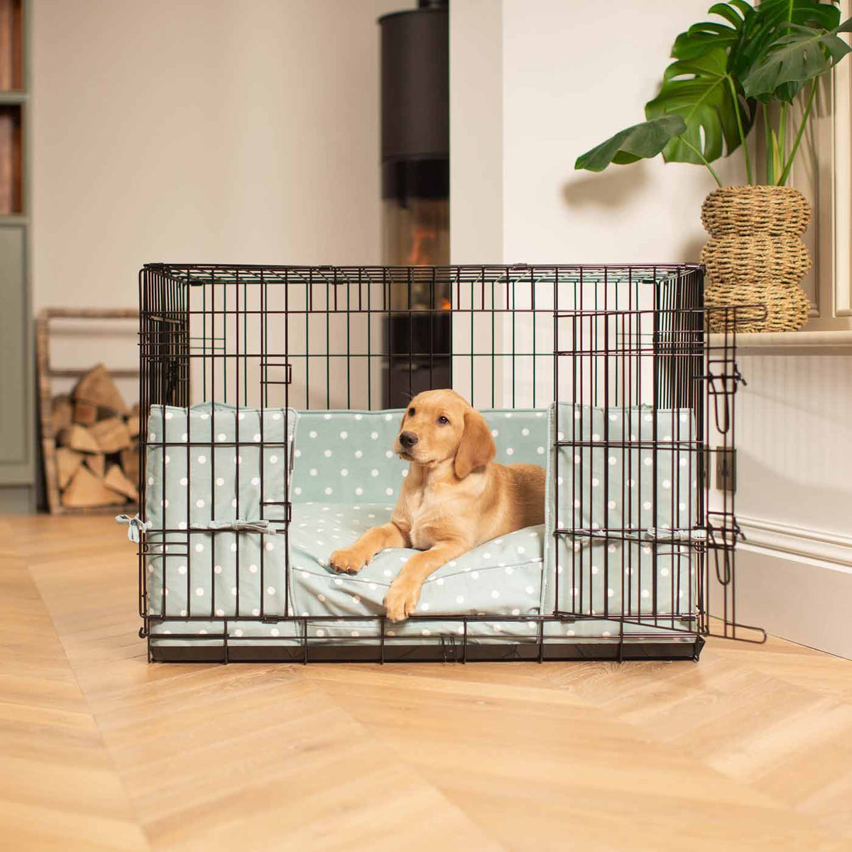 Dog Crate Bumper in Duck Egg Spot, view 8