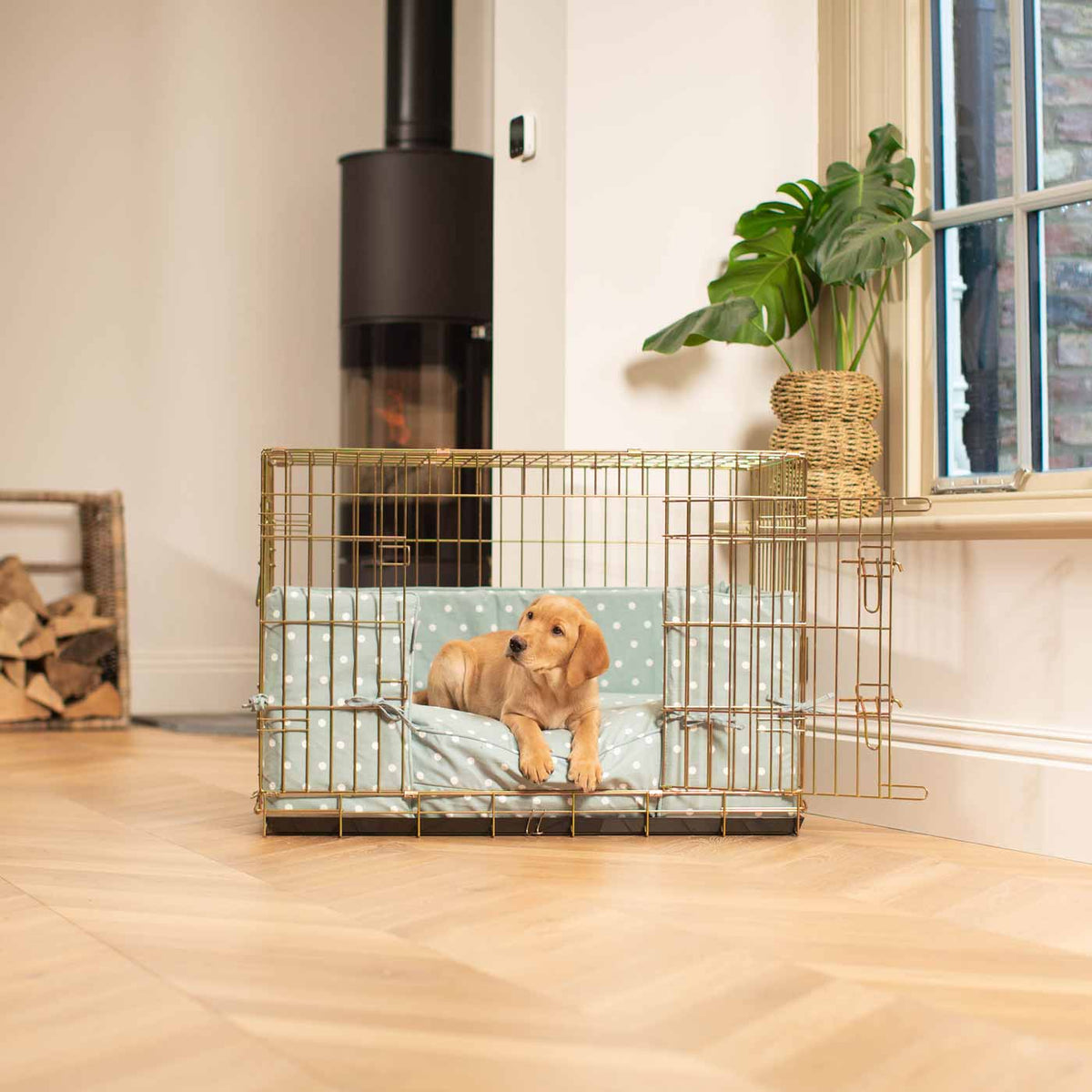 Dog Crate Bumper in Duck Egg Spot, view 7