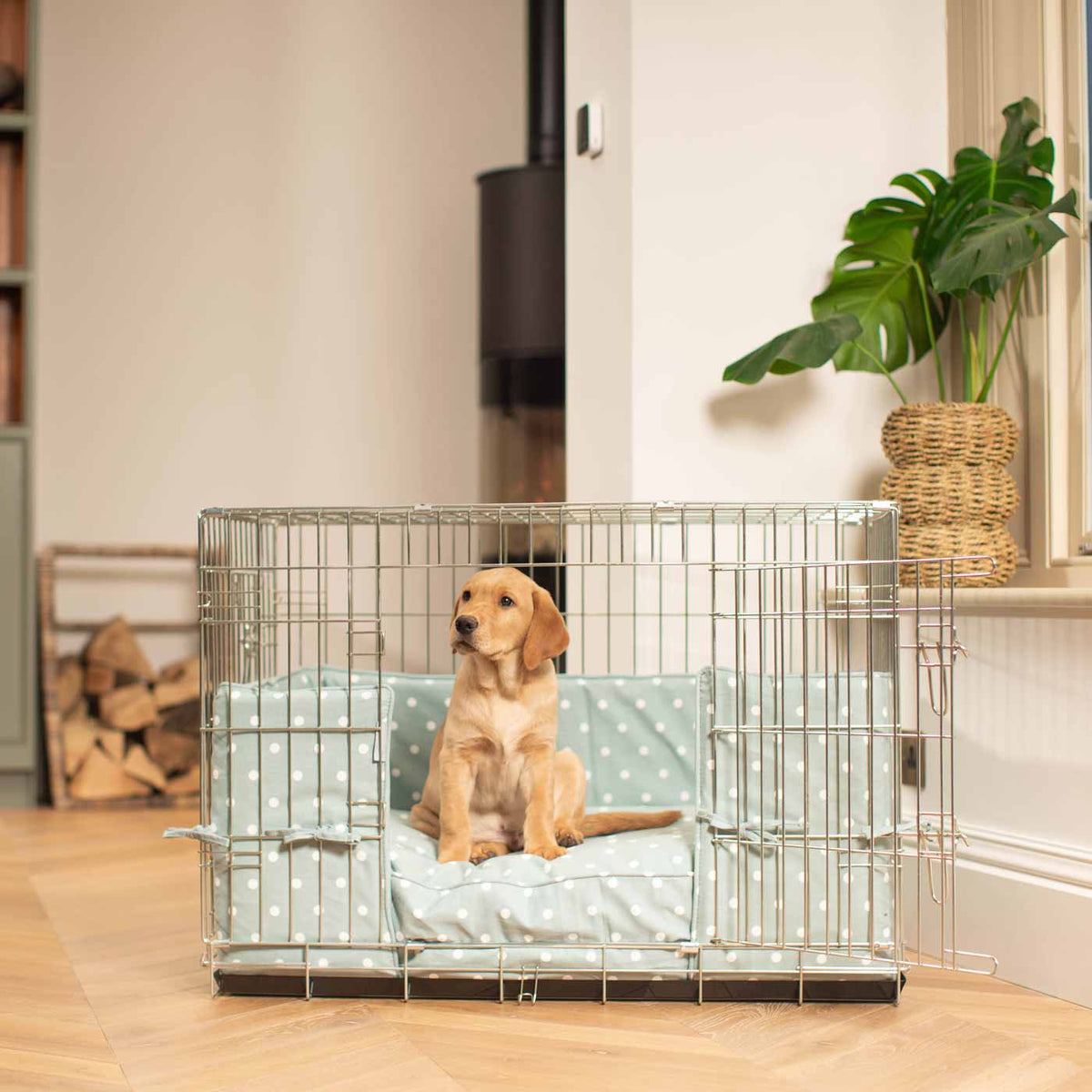 Dog Crate Bumper in Duck Egg Spot, view 2