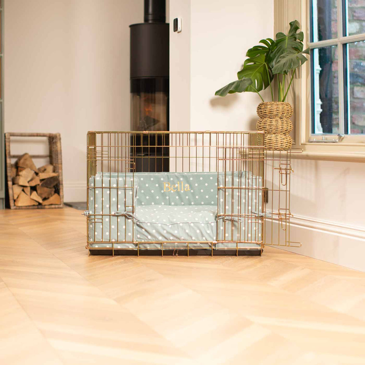 Dog Crate Bumper in Duck Egg Spot, view 6