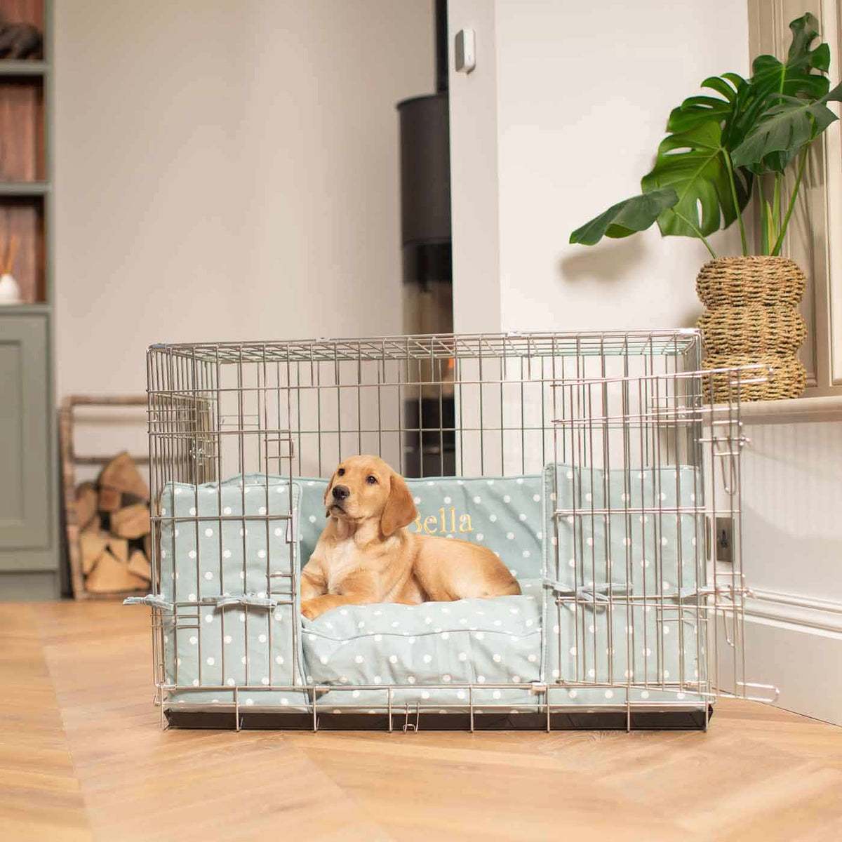 Dog Crate Bumper in Duck Egg Spot, view 4