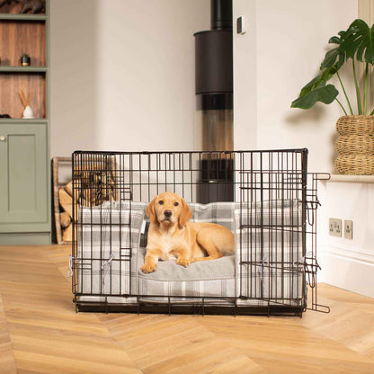 Dog Crate with Cushion & Bumper in Balmoral Dove Grey Tweed, view 3