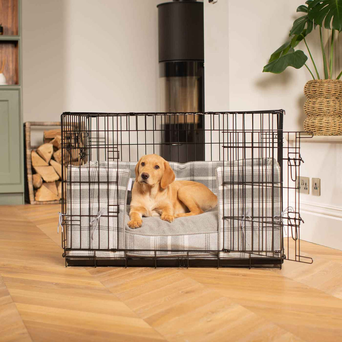 Dog Crate Bumper in Balmoral Dove Grey Tweed, view 4