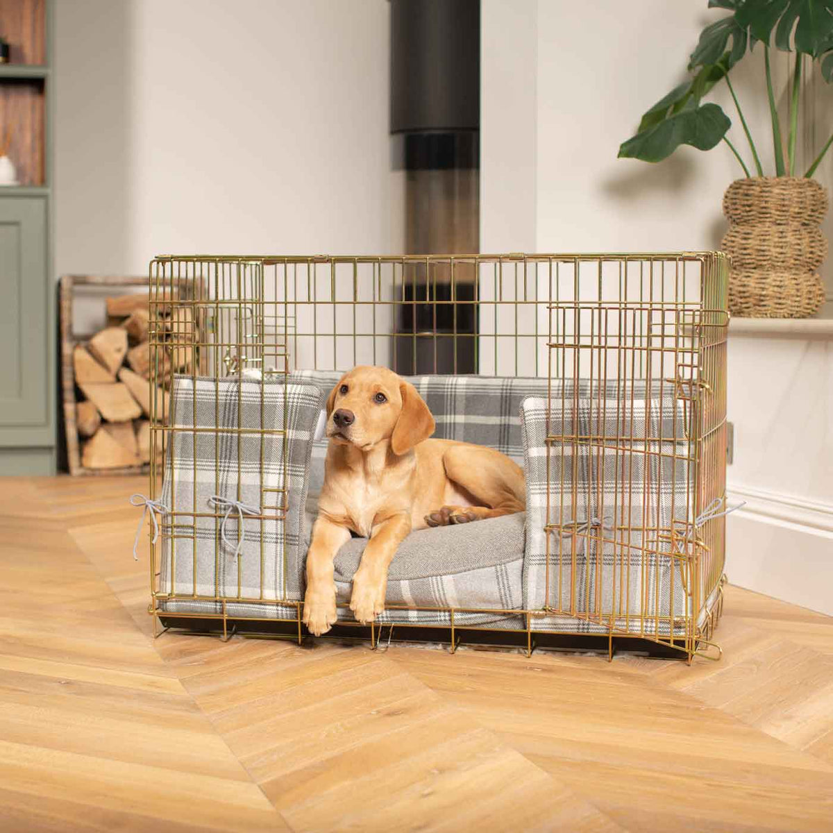Dog Crate Bumper in Balmoral Dove Grey Tweed, view 5