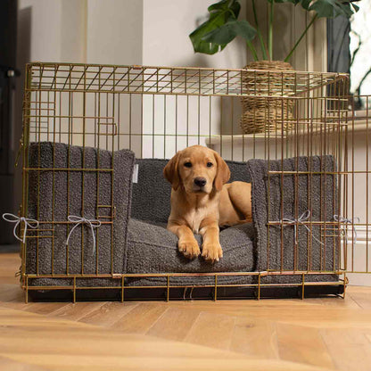 Dog Crate Bumper in Granite Bouclé, view 6