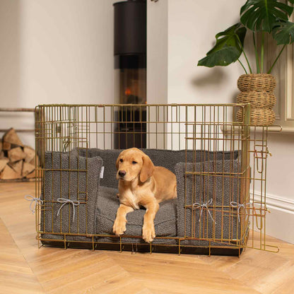 Dog Crate Bumper in Granite Bouclé, view 5