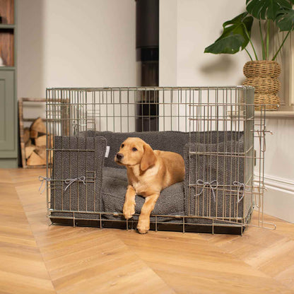 Dog Crate Bumper in Granite Bouclé, view 2