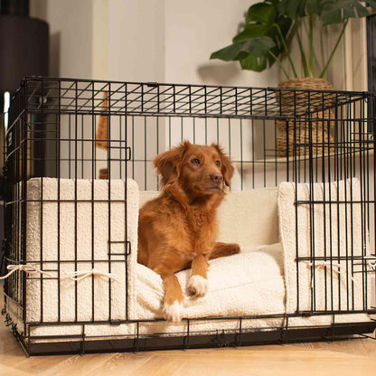 Dog Crate Bumper in Ivory Bouclé, view 2