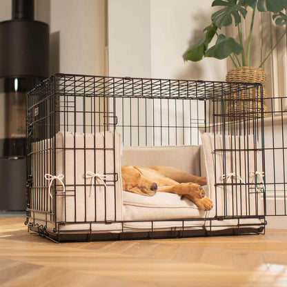 Dog Crate Bumper in Natural Herringbone Tweed, view 6