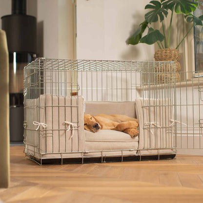 Dog Crate Bumper in Natural Herringbone Tweed, view 2