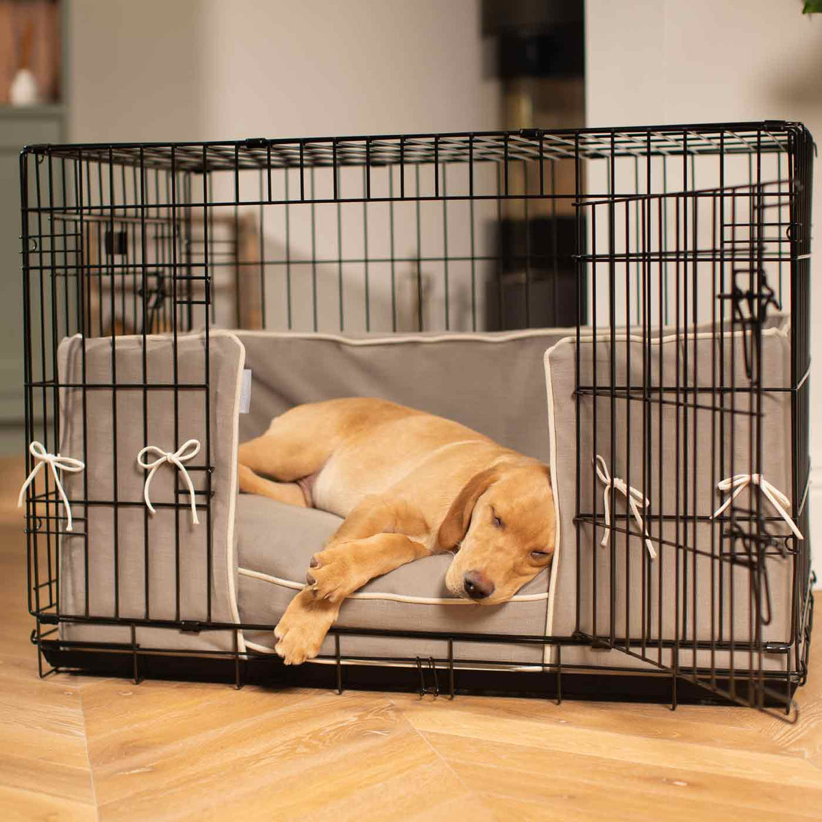 Dog Crate with Cushion & Bumper in Savanna Stone, view 3
