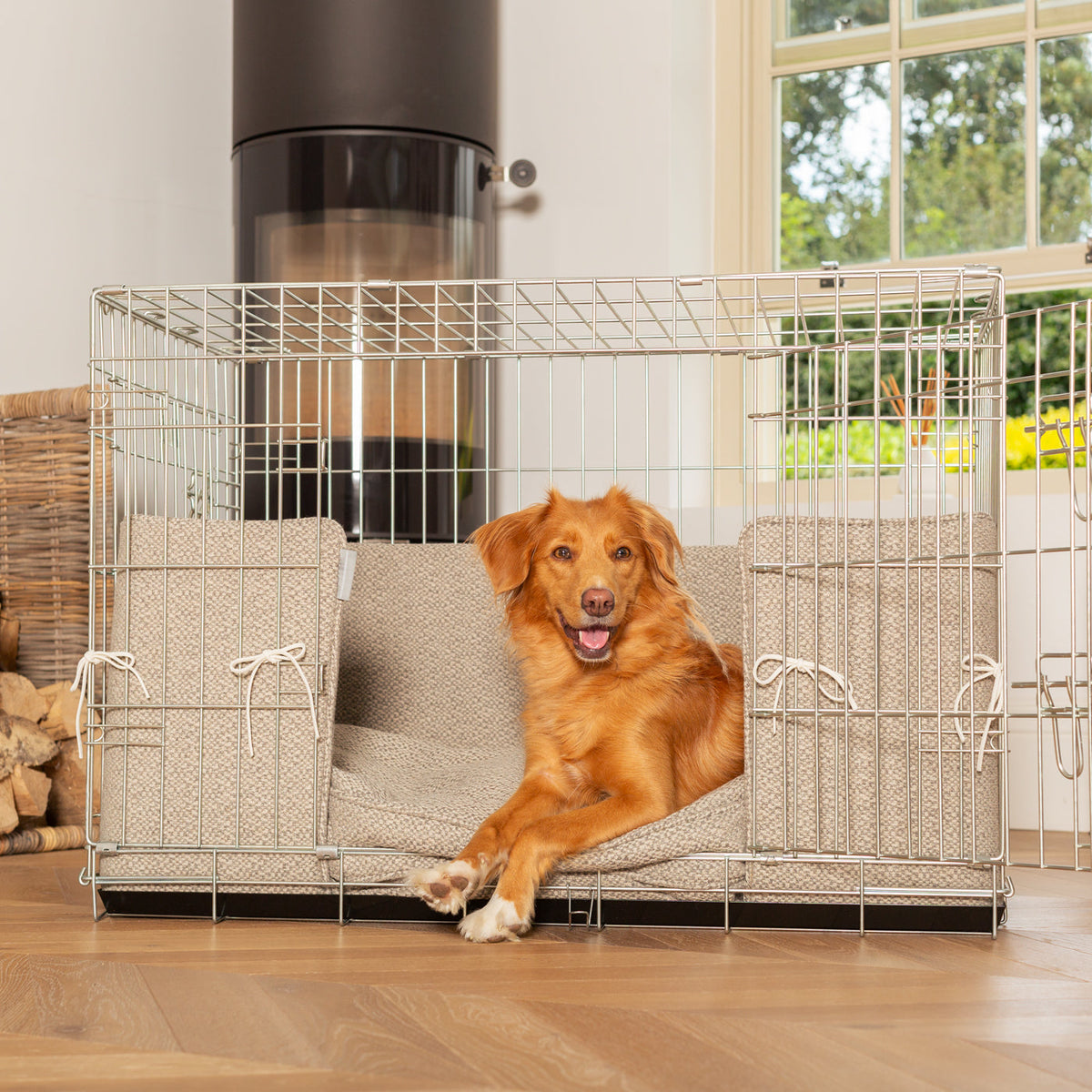 Dog Crate with Cushion & Bumper in Essentials Herdwick Pebble, view 8