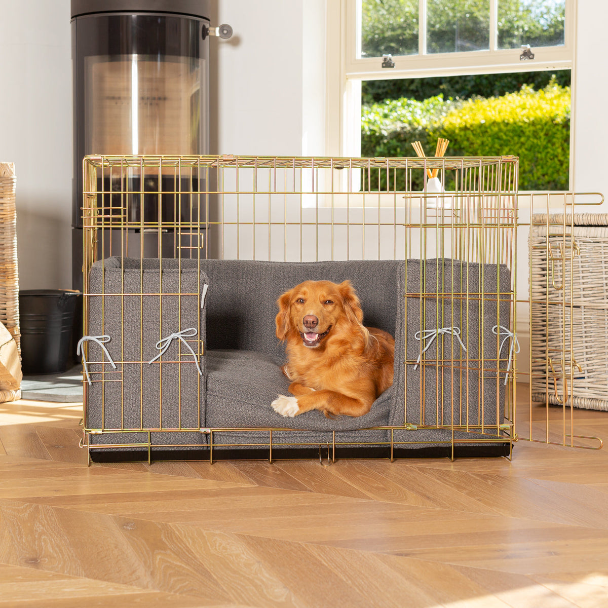 Dog Crate with Cushion & Bumper in Essentials Herdwick Graphite