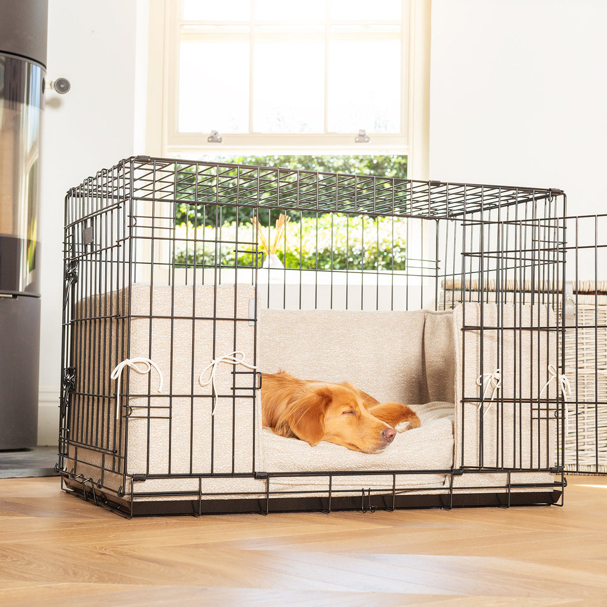 Dog Crate with Cushion & Bumper in Essentials Herdwick Sandstone, view 3