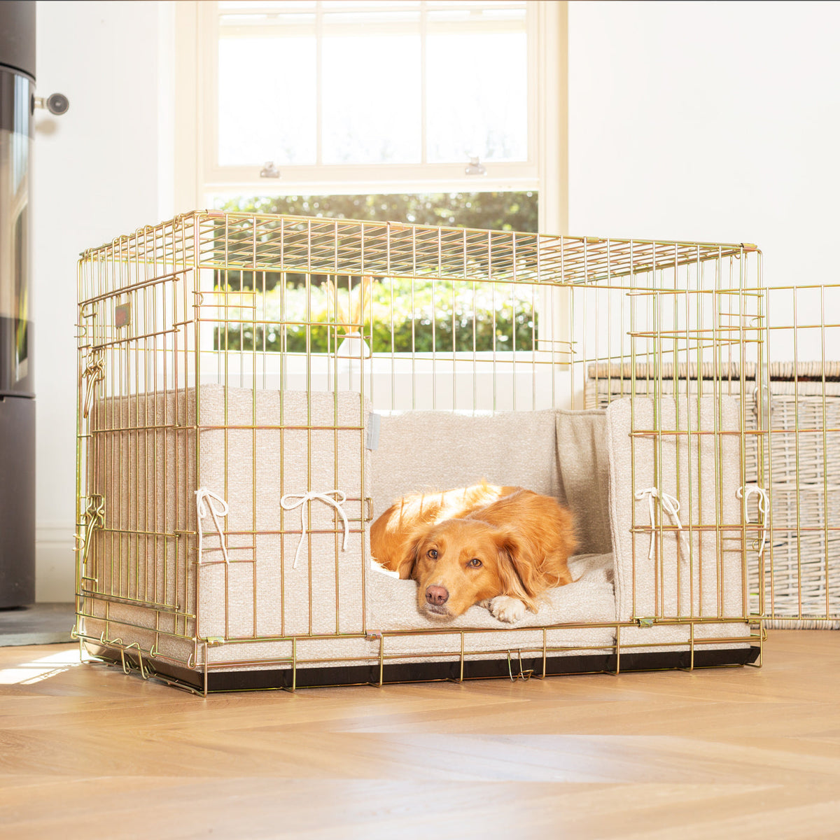 Dog Crate with Cushion & Bumper in Essentials Herdwick Sandstone, view 4