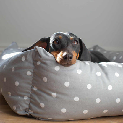 Box Bed With Removable Covers in Grey Spot, view 8