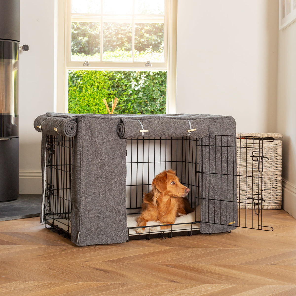 Dog Crate with Crate Cover in Essentials Herdwick Graphite